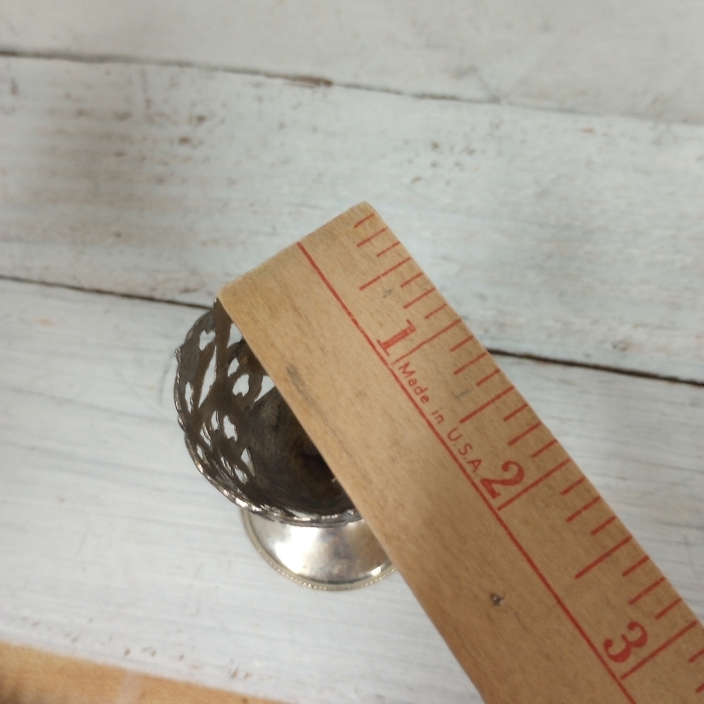 Vintage Antique Set of 4 Metal Silver Plated Tulip Cordial Glass Holders Cups. - Picture 9 of 11